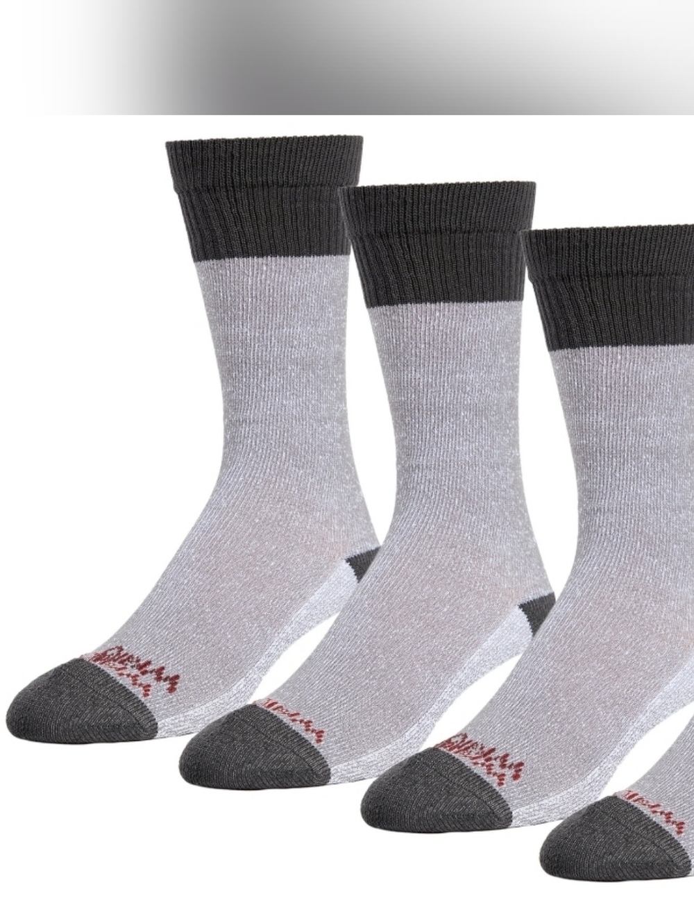 Wrangler Relaxed Comfort Crew Socks - Gray & Charcoal (4 Pack)  12